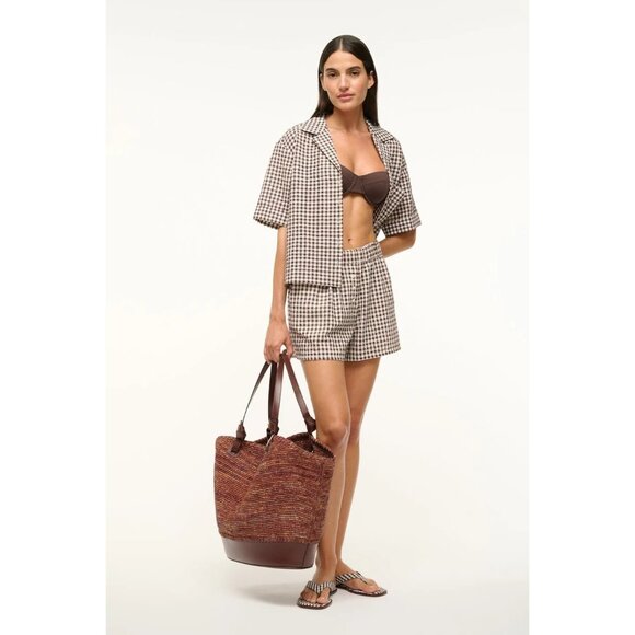 Staud XL Squillo Raffia Tote – Mahogany Brown Purse - NEW - Picture 6 of 6